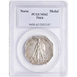 1925 Norse American Centennial Silver Medal Thick PCGS MS62
