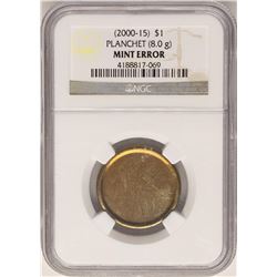 2000-15 $1 Blank Planchet Sacagawea Dollar Coin NGC Mint Error