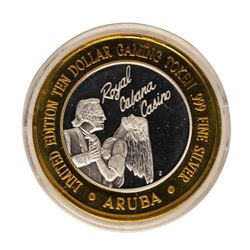 .999 Fine Silver Royal Cabana Casino Aruba $10 Limited Edition Gaming Token