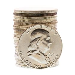 Roll of (20) Brilliant Uncirculated 1957 Franklin Half Dollar Coins
