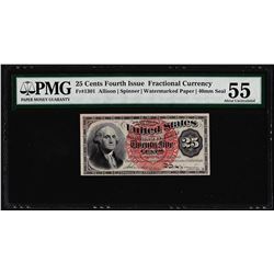 March 3, 1863 25 Cents 4th Issue Fractional Currency Note PMG About Uncirculated