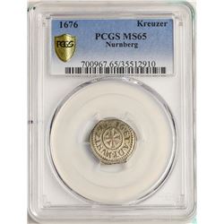 1676 Germany Nurnberg Kreuzer Coin PCGS MS65