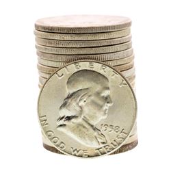 Roll of (20) Brilliant Uncirculated 1958 Franklin Half Dollar Coins