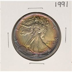 1991 $1 American Silver Eagle Coin Amazing Toning
