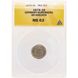 1676 Germany-Nuremberg AR Kreuzer Coin ANACS MS63