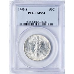 1945-S Walking Liberty Half Dollar Coin PCGS MS64