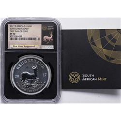 2017 South Africa Krugerrand 50th Anniversary Silver Coin NGC SP70 FDOI w/ COA