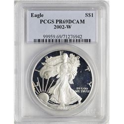 2002-W $1 Proof American Silver Eagle Coin PCGS PR69DCAM