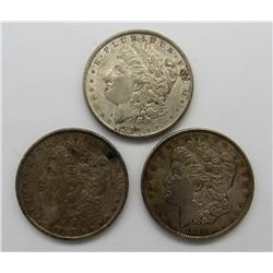 3-MORGAN SILVER DOLLARS:  1888-1890