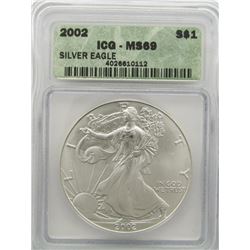 2002 AMERICAN SILVER EAGLE ICG MS69