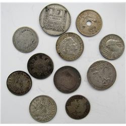 11 - FOREIGN SILVER COINS 1800'S & EARLY 1900'S