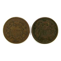 (2) 1865 TWO CENT PIECES