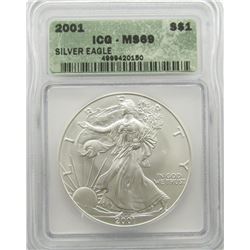 2001 AMERICAN SILVER EAGLE ICG MS69