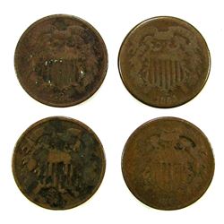 (4) 1864 TWO CENT PIECES