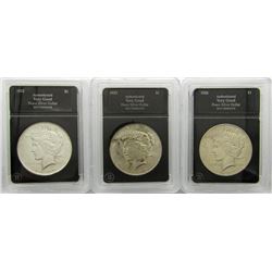 3- PEACE DOLLARS 1922, 1923, 1926