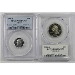 2-PCGS PR69DCAM; 2000-S SILVER 10c