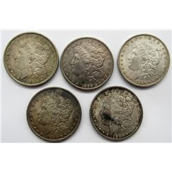 5- 1896 MORGAN SILVER DOLLARS