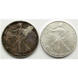 2002 & 1991 AMERICAN SILVER EAGLES