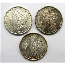 3-MORGAN DOLLARS:  1885, '86, '87