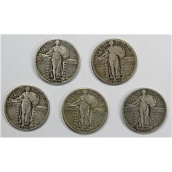5- STANDING LIBERTY QUARTERS- NICE CIRC LOT