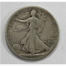 1916-D WALKING LIBERTY HALF DOLLAR- VG