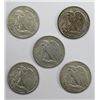 Image 2 : 5- XF/AU WALKING LIBERTY HALF DOLLARS