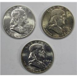3- BU WALKING LIBERTY HALF DOLLARS
