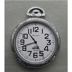 VINTAGE PRESTON QUARTZ POCKET WATCH WITH TRAIN DIA