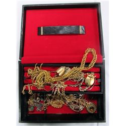 JEWELRY BOX WITH COSTUME JEWELRY