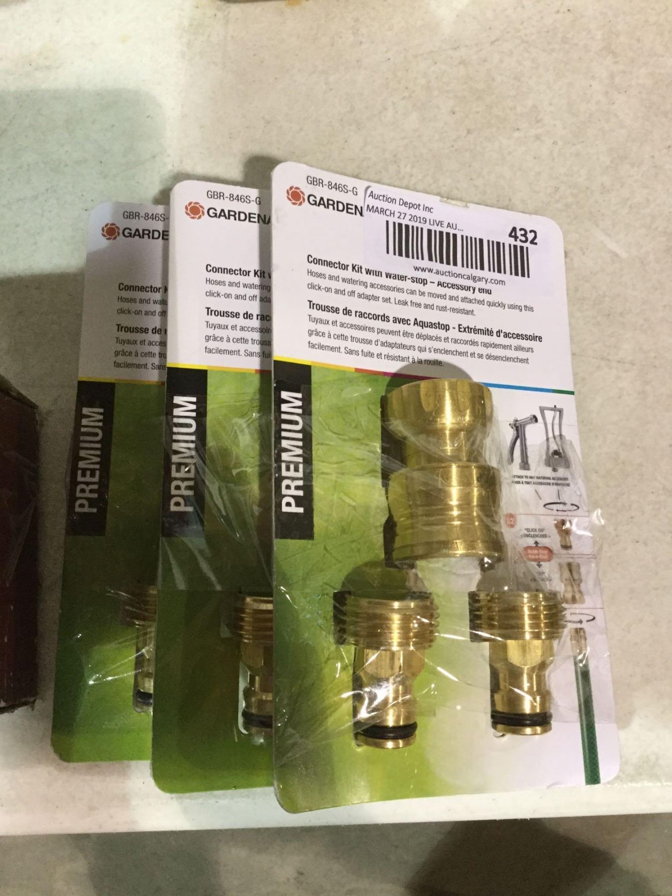 Gardena lot of 3 brass hose fittings sets
