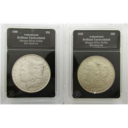 2-BU MORGAN DOLLARS: 1888 & 1921