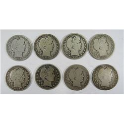 8- BARBER HALF DOLLAR LOT