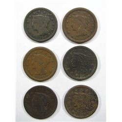 6 - LG CENTS: 1846, 1847, 1848, 1849, 1850, 1851