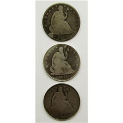 3-SEATED HALF DOLALRS: 1847-O, 1854-O, 1871