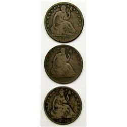 3-SEATED HALF DOLLARS: 1854-O, 1856-O, 1858-O