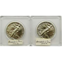 2-1942 WALKING LIBERTY HALF DOLLARS BU