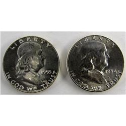 1954-S & 1955 FRANKLIN HALF DOLLARS AU/BU