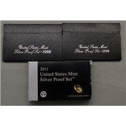 3 U.S. SILVER PROOF SETS MIX YEARS