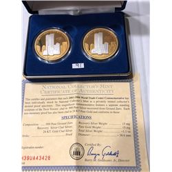 Groun Zero Recovery Twin Tower Coins 24K Gold and 1.1oz Silver