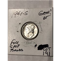 1941 S Full Split Bands GEM65 Mercury Silver Dime High Grade