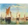 Image 1 : John S. Sargent US Oil on Canvas Harbor Scene