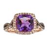 Image 1 : 2.82 ctw Amethyst, Brown Diamond and Diamond Ring - 10KT Rose Gold