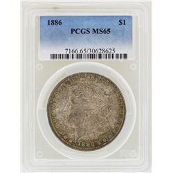 1886 $1 Morgan Silver Dollar Coin PCGS MS65