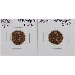 Lot of 1956 & 1956-D Straight Clipped Planchet Lincoln Wheat Penny ERROR Coins