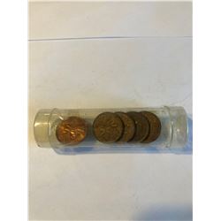 5 Total 1960 Canada Cents in a Tube