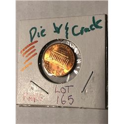 1995 Rare RED Error Lincoln Penny DIE CRACK