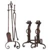 Image 1 : Arts & Crafts andirons and fire tools, hammered i