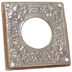 Arts & Crafts frame,applied hammered pewter