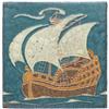 Image 1 : Grueby tile, ship, matt glaze