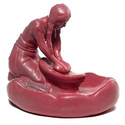 Van Briggle figural, & Rookwood paperweight